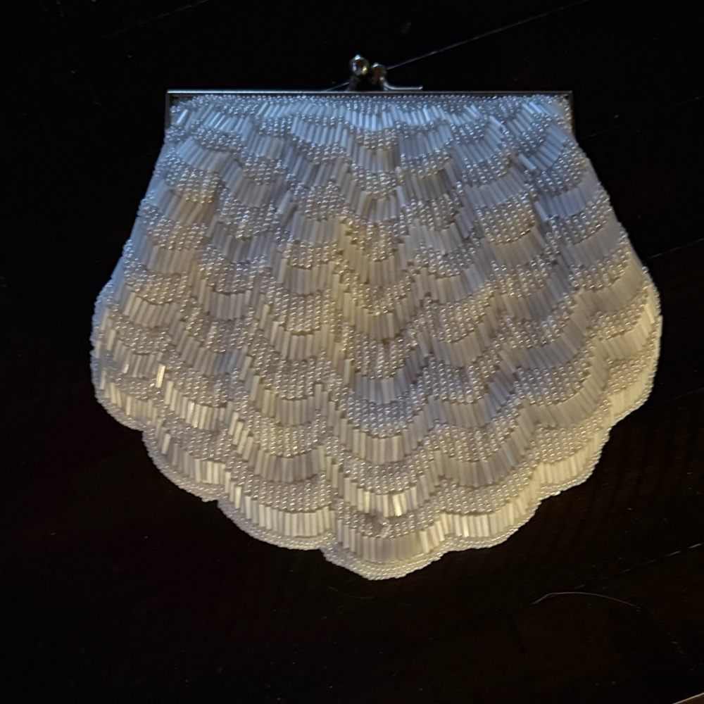 Vintage Scalloped Beaded Evening Clutch